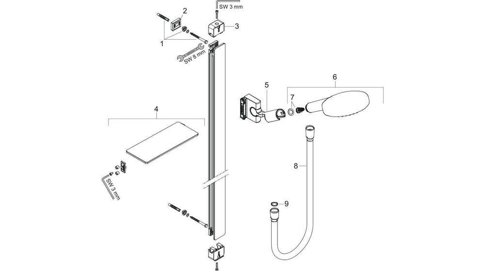 hansgrohe HG Br.set RAINDANCE Sel S 120 3jet/Unica 125mm,