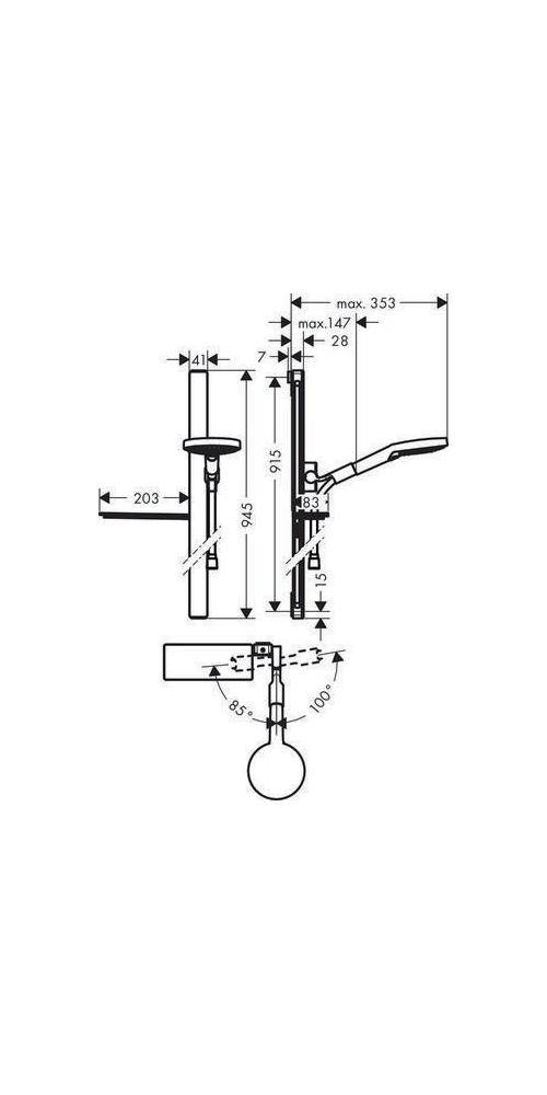 hansgrohe HG Br.set RAINDANCE Sel S 120 3jet/Unica 125mm,