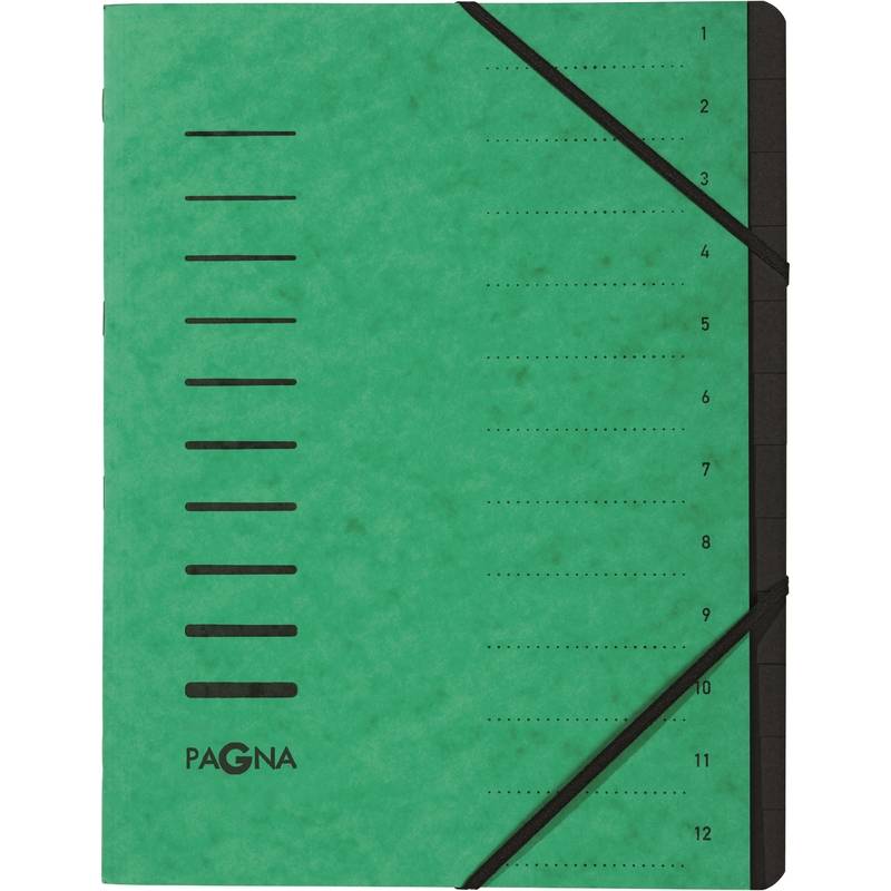 PAGNA Ordnungsmappe "Sorting File", 12 Fächer, grün