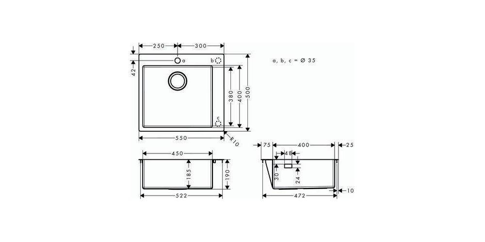 hansgrohe HG Einbauspüle 450 S711-F450 edelstahl