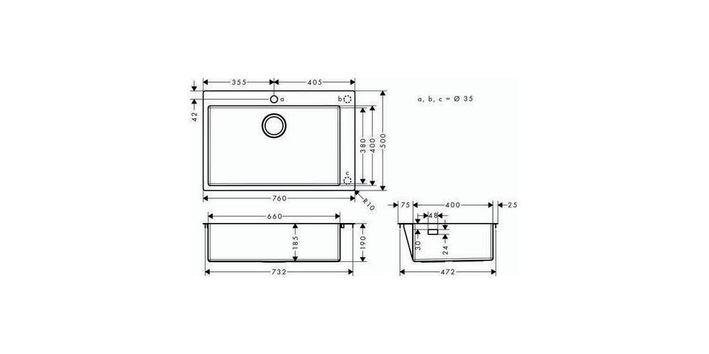 hansgrohe HG Einbauspüle 660 S711-F660 edelstahl