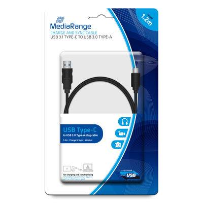 MediaRange MRCS160, 1,2 m, USB A, USB C, USB 3.2 Gen 1 (3.1 Gen 1), 5000 Mbit/s, Schwarz