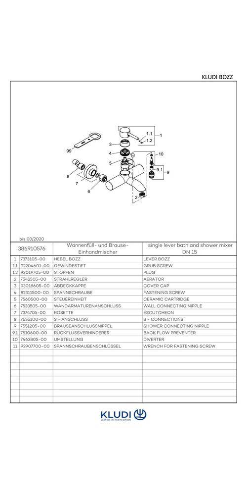 Kludi Waf. u Brause-Einhandmischer BOZZ DN 15 chr