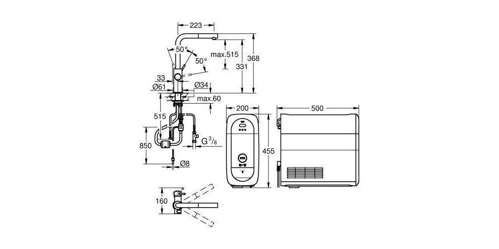 GROHE Starter-Kit BLUE HOME Starter-Kit, L-Auslauf chrom chrom