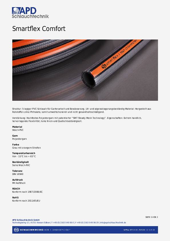 Wasserschlauch SMARTFLEX SMT Comfort L.20m ID 12,5mm AD 17,4mm Rl.APD