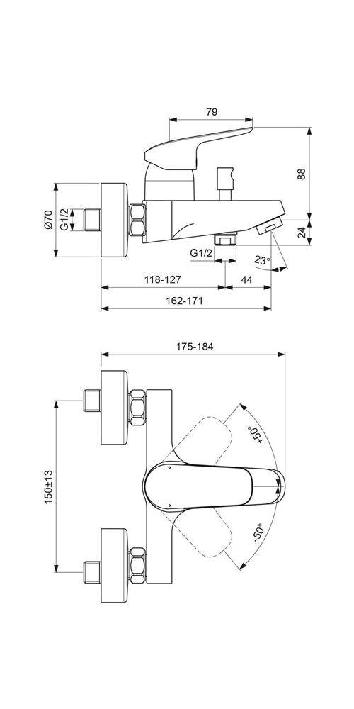 Ideal Standard Badearmatur CERAFLEX AP chrom chrom