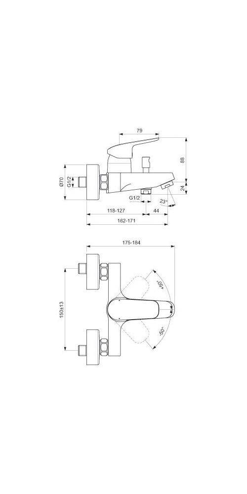 Ideal Standard Badearmatur CERAFLEX AP chrom chrom