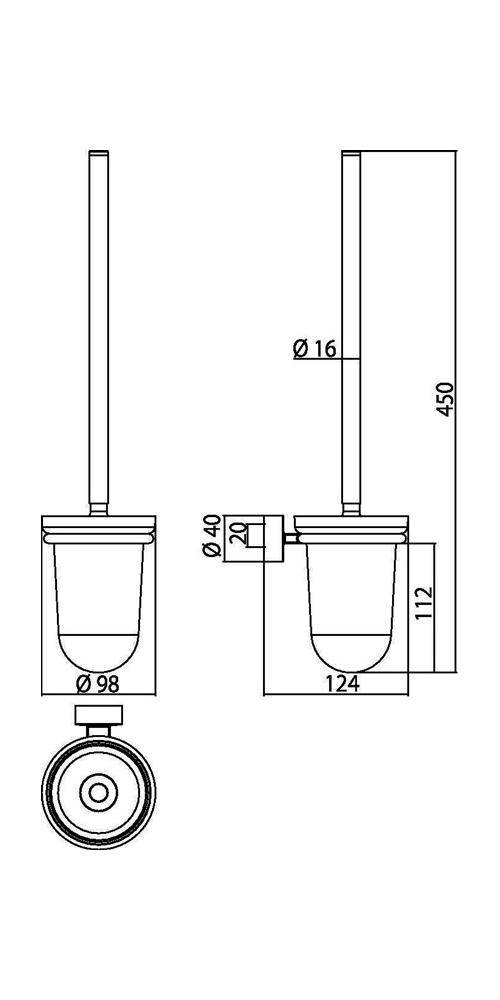 EMCO Toilettenbürstengarnitur RONDO 2 Beh Kr-Gl sat Bürstengriff