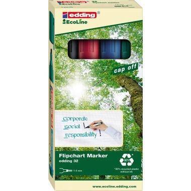 edding Flipchartmarker 32 EcoLine 1-5mm farbig sortiert 4 St./Pack.