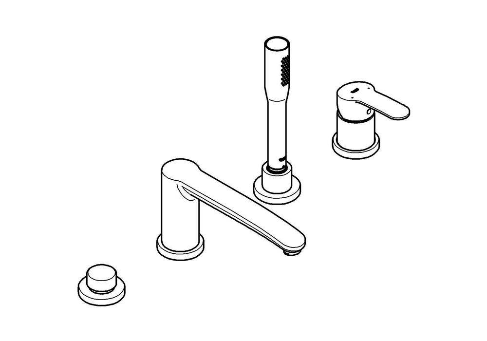 GROHE 4-Loch-Einhand-Wannenkombination EUROSTYLE COSMOPOLITAN chr