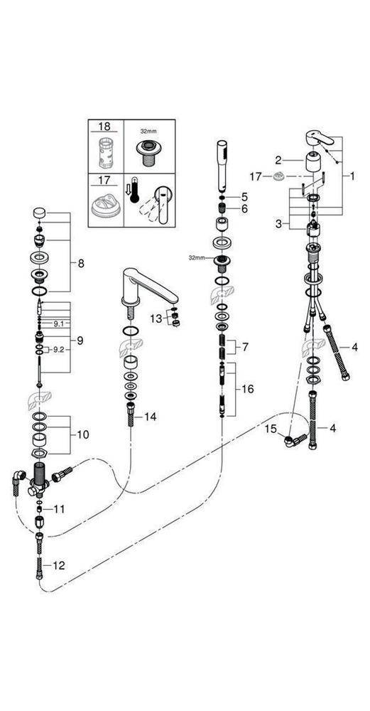 GROHE 4-Loch-Einhand-Wannenkombination EUROSTYLE COSMOPOLITAN chr