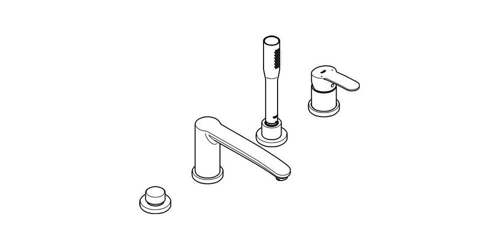 GROHE 4-Loch-Einhand-Wannenkombination EUROSTYLE COSMOPOLITAN chr