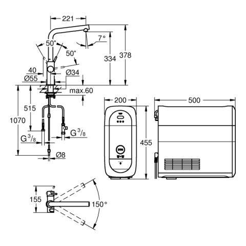 Grohe EH-Spültischbatterie BLUE HOME Starter-Kit, L-Auslauf chrom