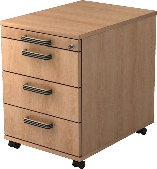 Rollcontainer Teda H590xB428xT580mm Eiche 1Schubl.1Hängereg. Streifengriff