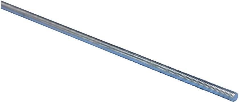 Ein Nahaufnahmebild einer Gewindestange aus Metall, die feine Rillen und eine glänzende Oberfläche aufweist und typischerweise in Bau- oder mechanischen Anwendungen verwendet wird.