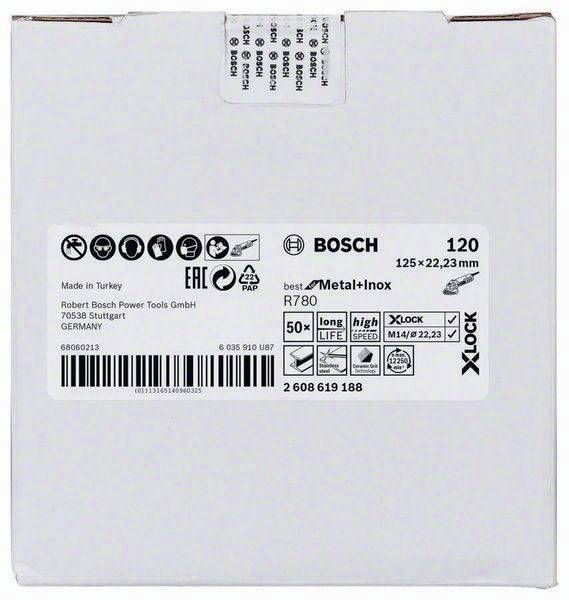 Fiberscheibe X-LOCK R780 Best for Metal+Inox D.125mm Körnung 120 Sternloch BOSCH