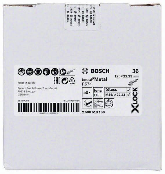 Fiberschleifscheibe X-LOCK R574 Best for Metal D.125mm Körnung 36 BOSCH