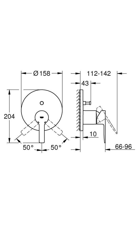 GROHE Einhand-Wannenbatterie LINEARE chr chrom