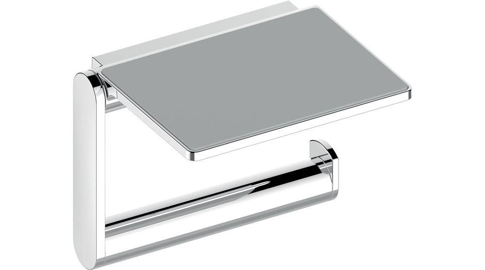 KEUCO Toilettenpapierhalter PLAN offene Form, mit Ablage verchromt