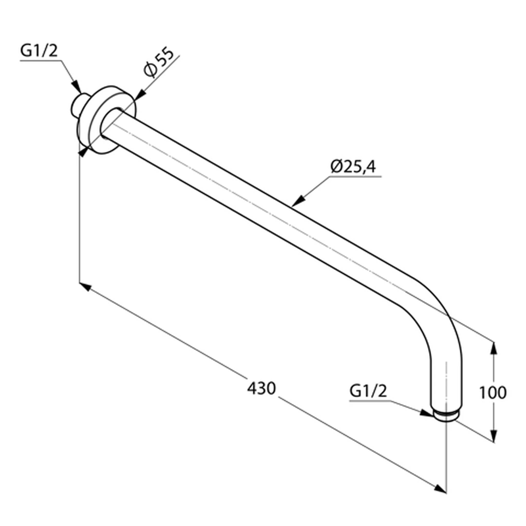 Kludi Brausearm für Tellerkopfbrause Ausladung 400mm, chrom, 1 Stk.