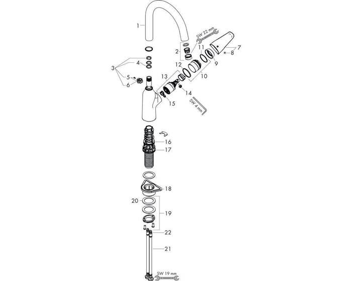 hansgrohe HG Einhebel-Spültischmischer 220 M42 DN 15 mit