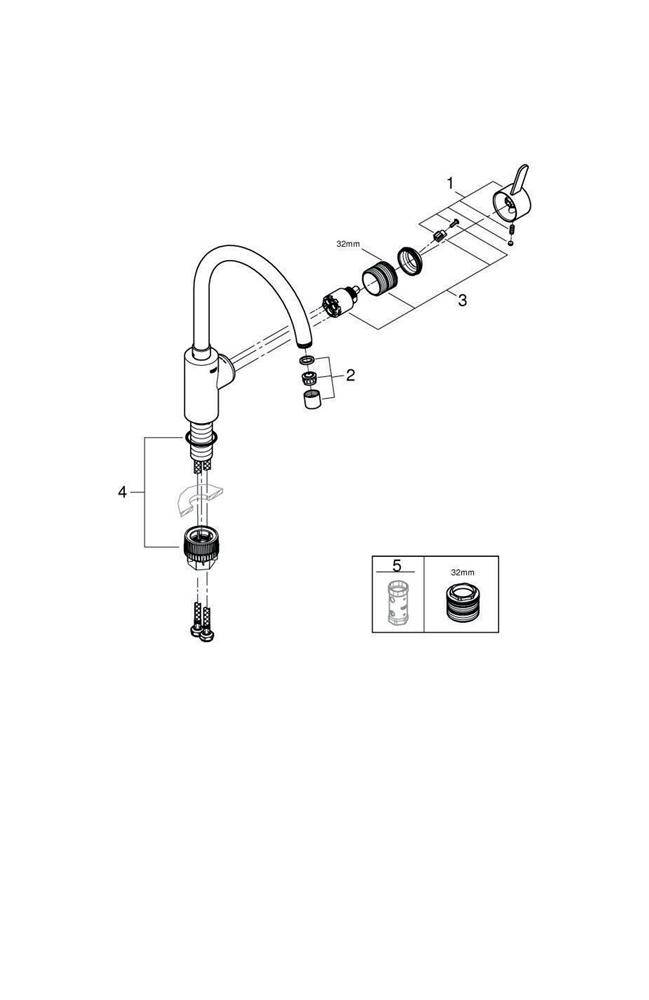 GROHE EH-Spültischbatterie EUROSMART C 1/2" ho Ala chr