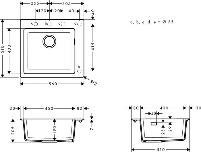 hansgrohe HG Einbauspüle 450 S510-F450 betongrau