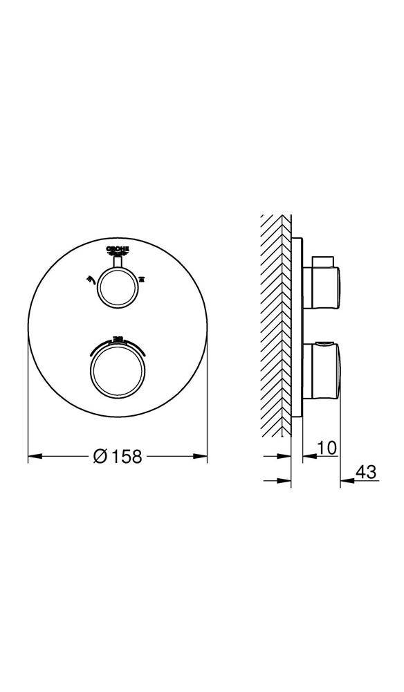 GROHE Thermostat-Brausebatterie GROHTHERM rd m 2-Wege-Umstellung chr