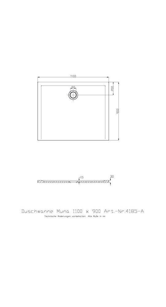 HOESCH Mineralguss-Duschwanne MUNA 1100x900x30mm weiß 1100 x 900 x 30