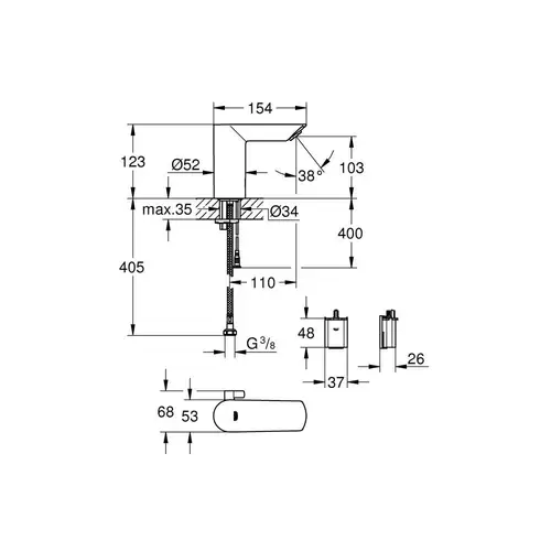 GROHE Infrarot-Elektronik BAU CE 1/2Zoll m Mischung 6 V Batt chr GROHE Infrarot-Elektronik BAU CE 1/2Zoll m Mischung 6 V Batt chr
