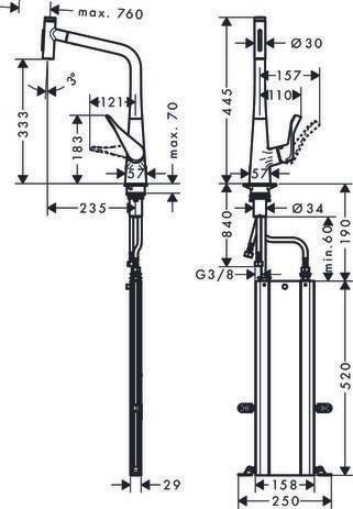 hansgrohe HG Einhebel-Spültischmischer 320 METRIS 2 jet mit sBox