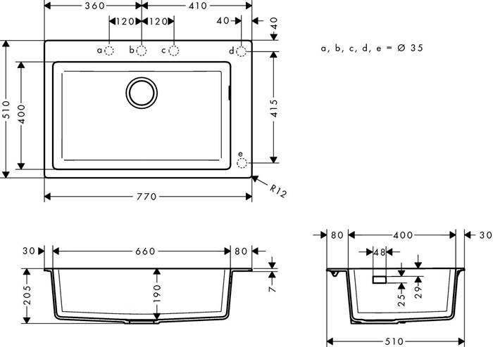 hansgrohe HG Einbauspüle 660 S510-F660 betongrau