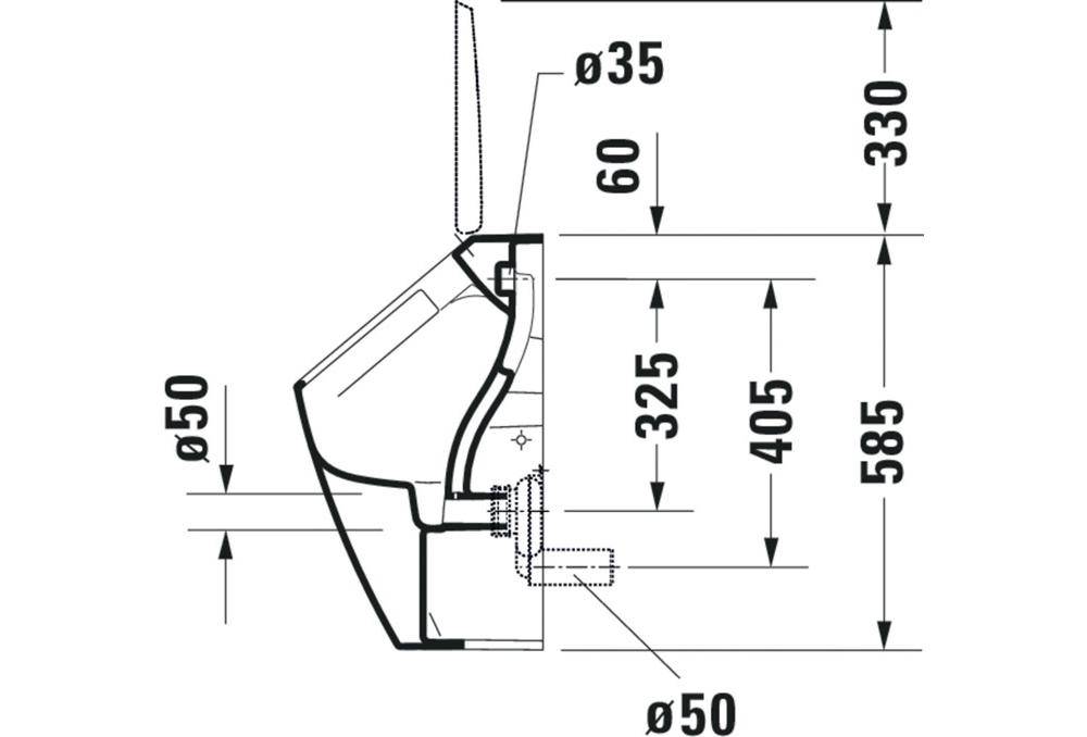 Duravit Urinal ME by Starck RIMLESS 0,5 l Zul v hint o Fliege f