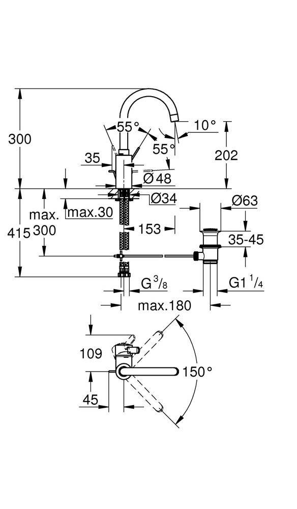 GROHE EH-WTbatt EUROSMART C 1/2Zoll LSize ZAG chrom