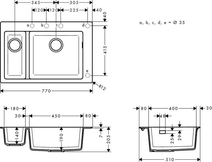 hansgrohe HG Einbauspüle 180/450 S510-F635 graphitschwarz