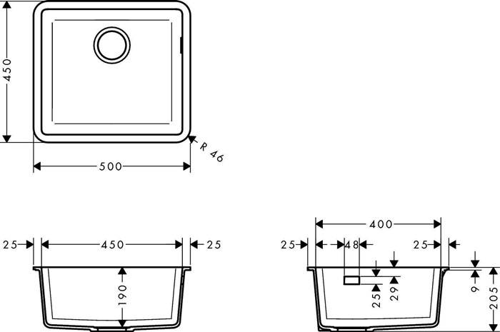 hansgrohe HG Unterbauspüle 450 S510-U450 steingrau
