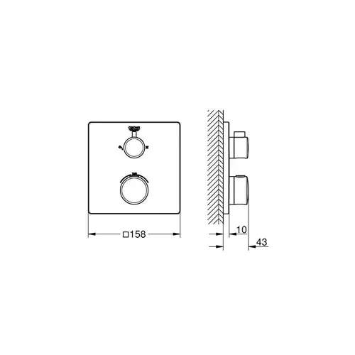 GROHE Thermostat-Brausebatterie GROHTHERM eckig m 2-Wege-Umstellung GROHE Thermostat-Brausebatterie GROHTHERM eckig m 2-Wege-Umstellung