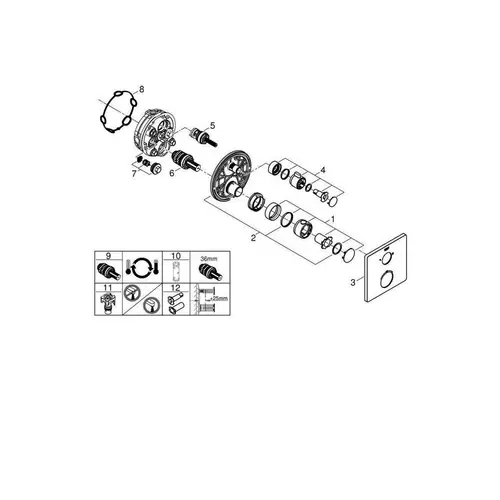 GROHE Thermostat-Brausebatterie GROHTHERM eckig m 2-Wege-Umstellung GROHE Thermostat-Brausebatterie GROHTHERM eckig m 2-Wege-Umstellung