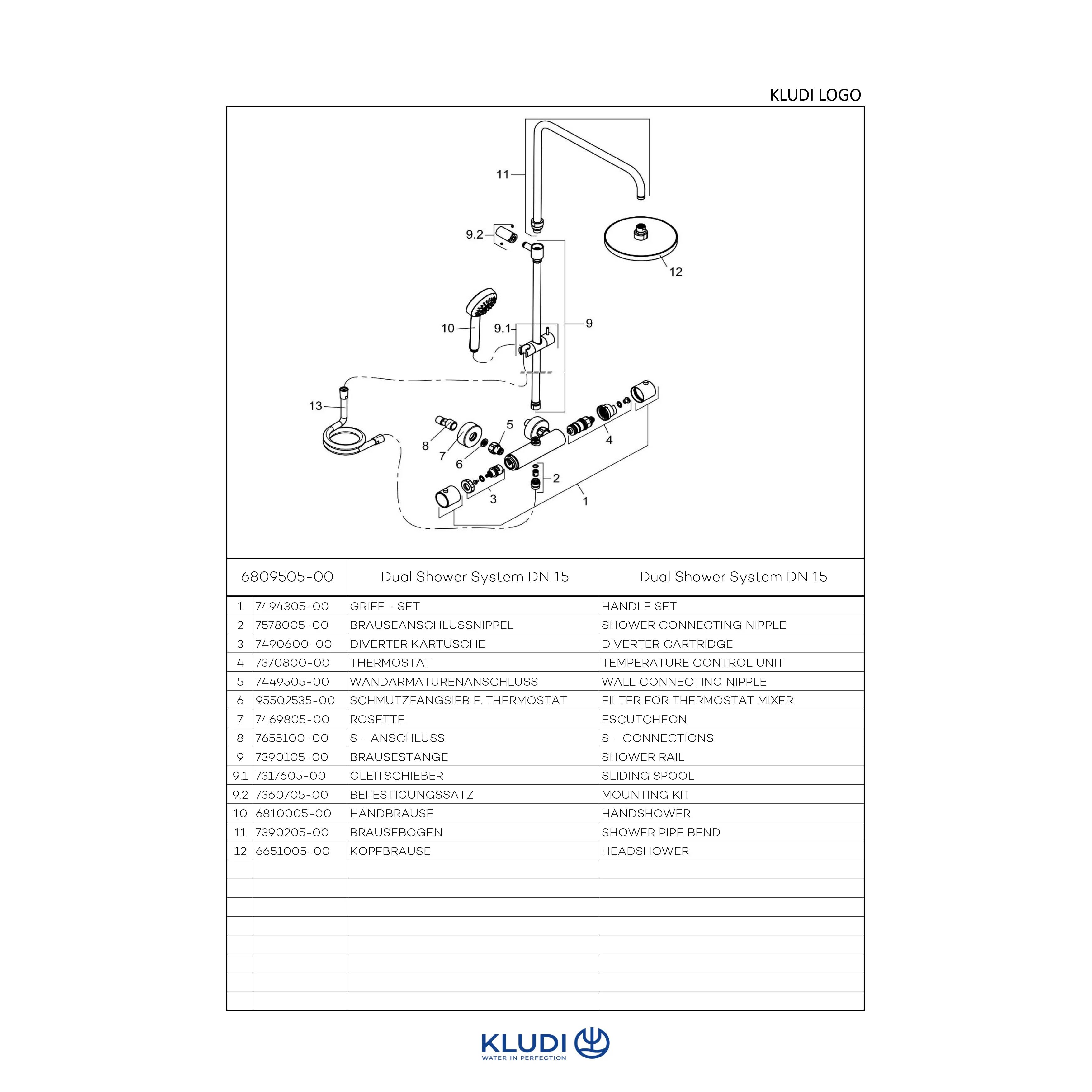 Kludi Logo Dual Shower System, 1 Stk.