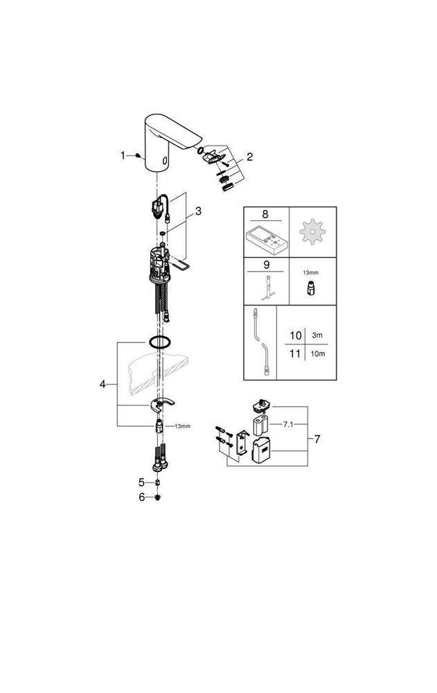 GROHE Infrarot-Elektronik BAU CE 1/2" o Mischung 6 V Batt chr
