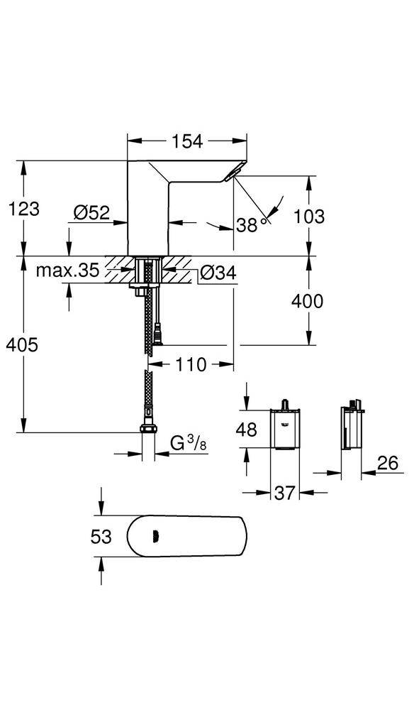 GROHE Infrarot-Elektronik BAU CE 1/2" o Mischung 6 V Batt chr