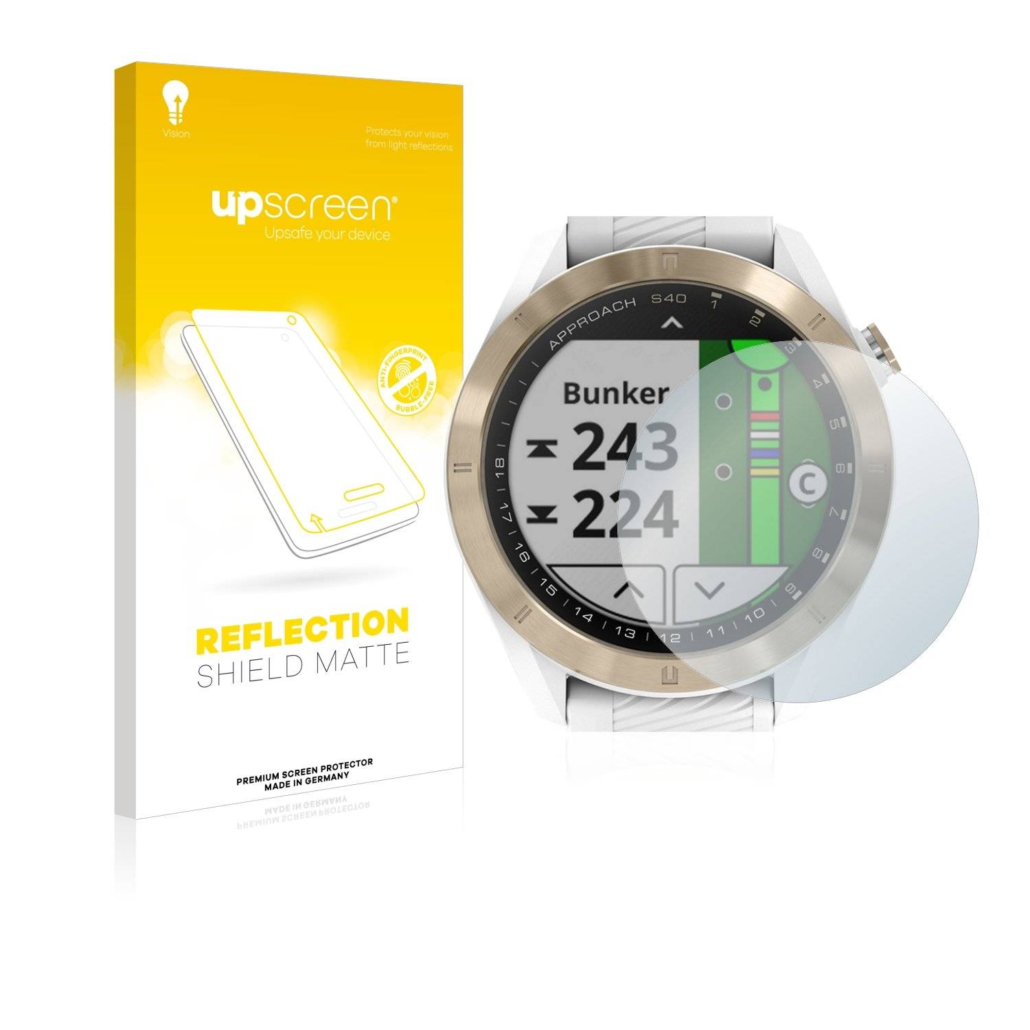 upscreen Reflectio Shiel Matt Premiu Displayschutzfoli fü Garmi Approac S40