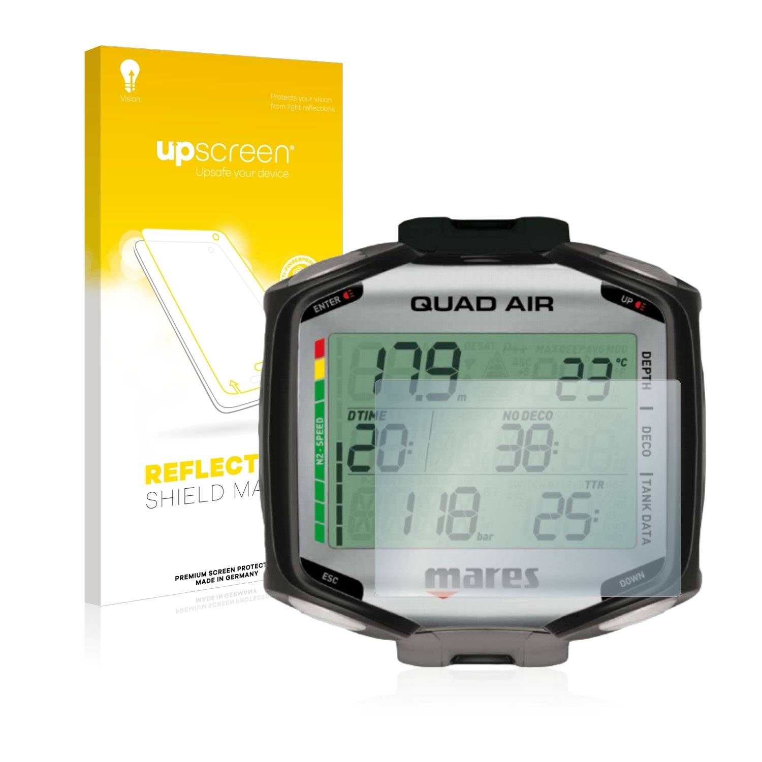 upscreen Reflectio Shiel Matt Premiu Displayschutzfoli fü Mare Quad