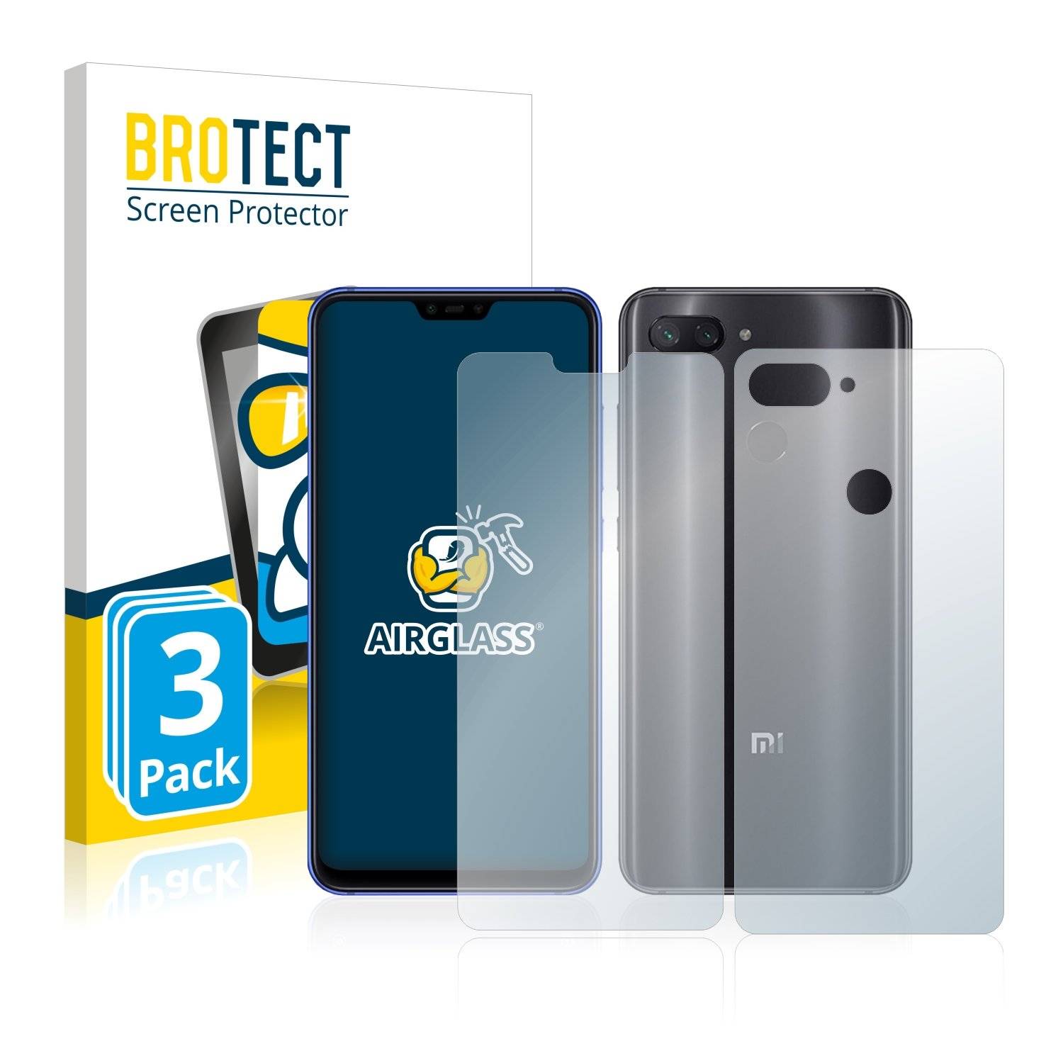 3 BROTECT AirGlass Panzerglasfoli fü Xiaom M  Lit (Vorde  Rückseite)