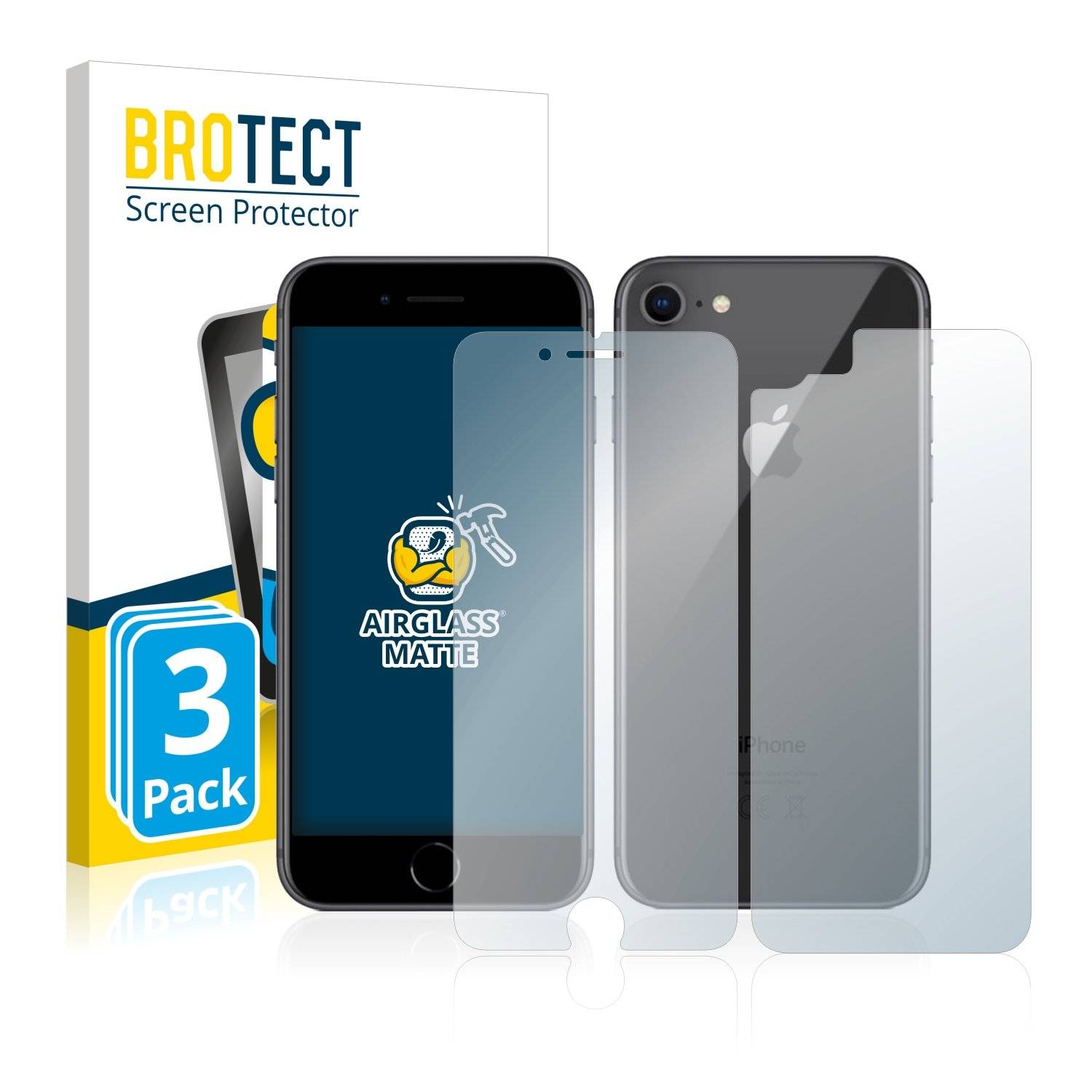 3 BROTECT AirGlass Matt Panzerglasfoli fü Appl iPhon  (Vorde  Rückseite)