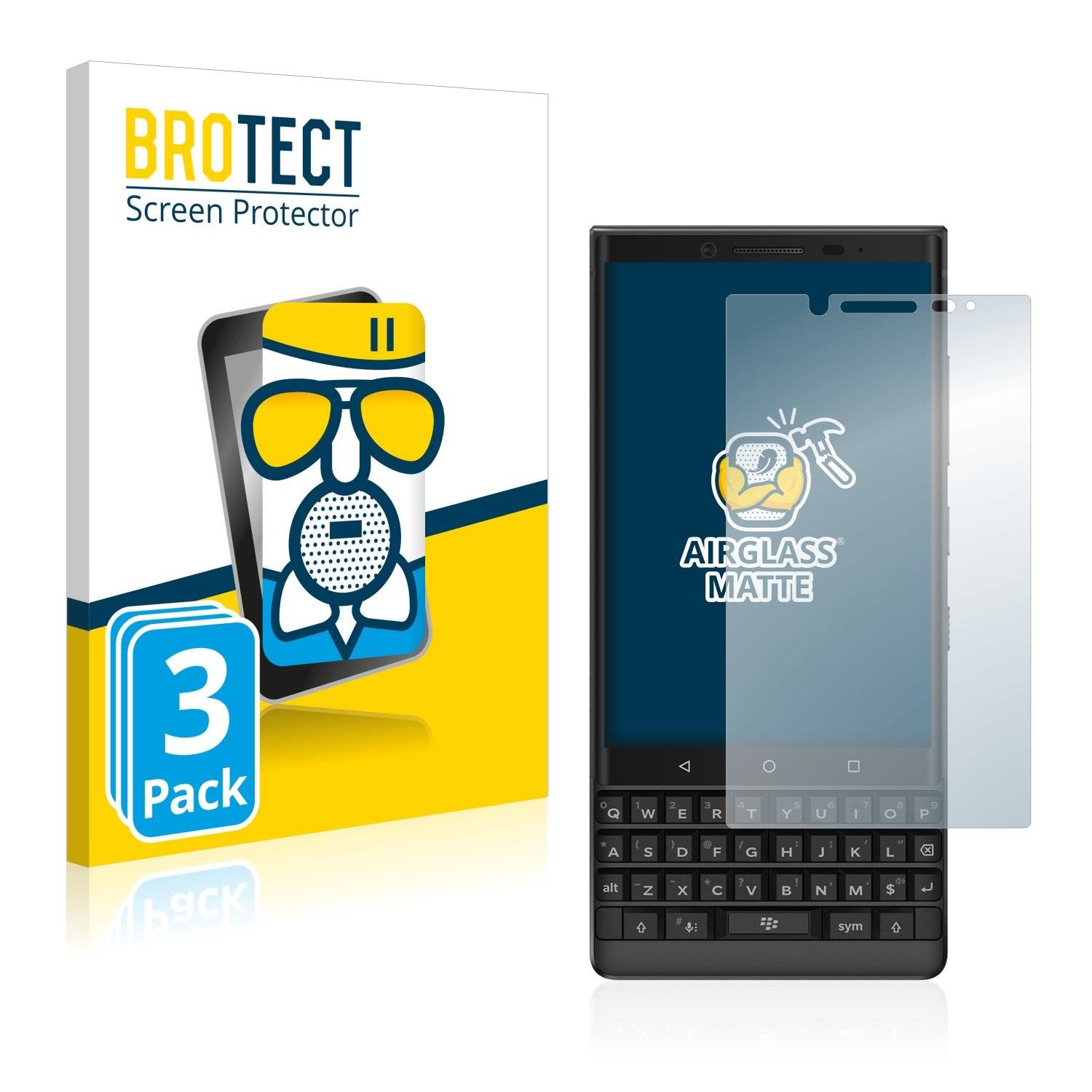 3 BROTECT AirGlass Matt Panzerglasfoli fü BlackBerr Key2
