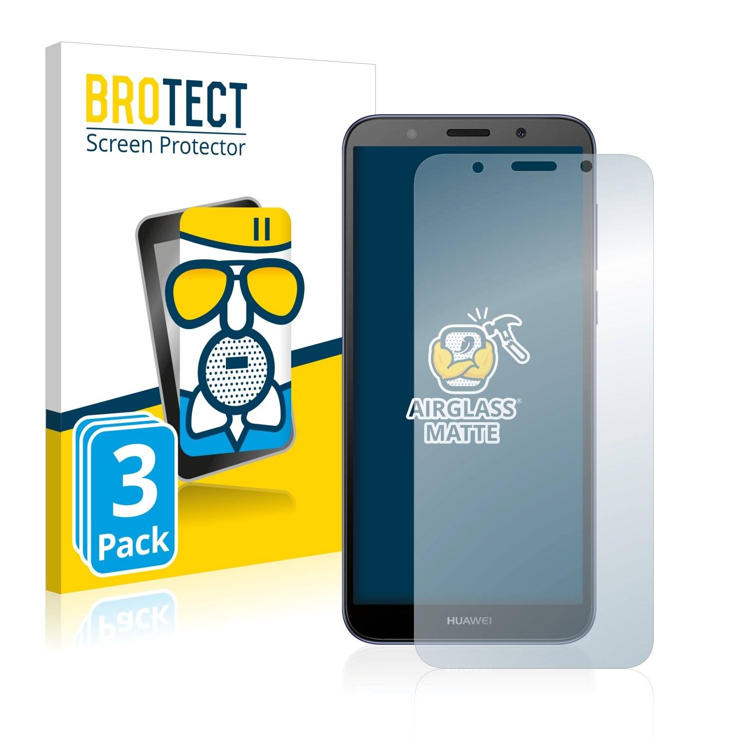 3 BROTECT AirGlass Matt Panzerglasfoli fü Huawe Y 2018