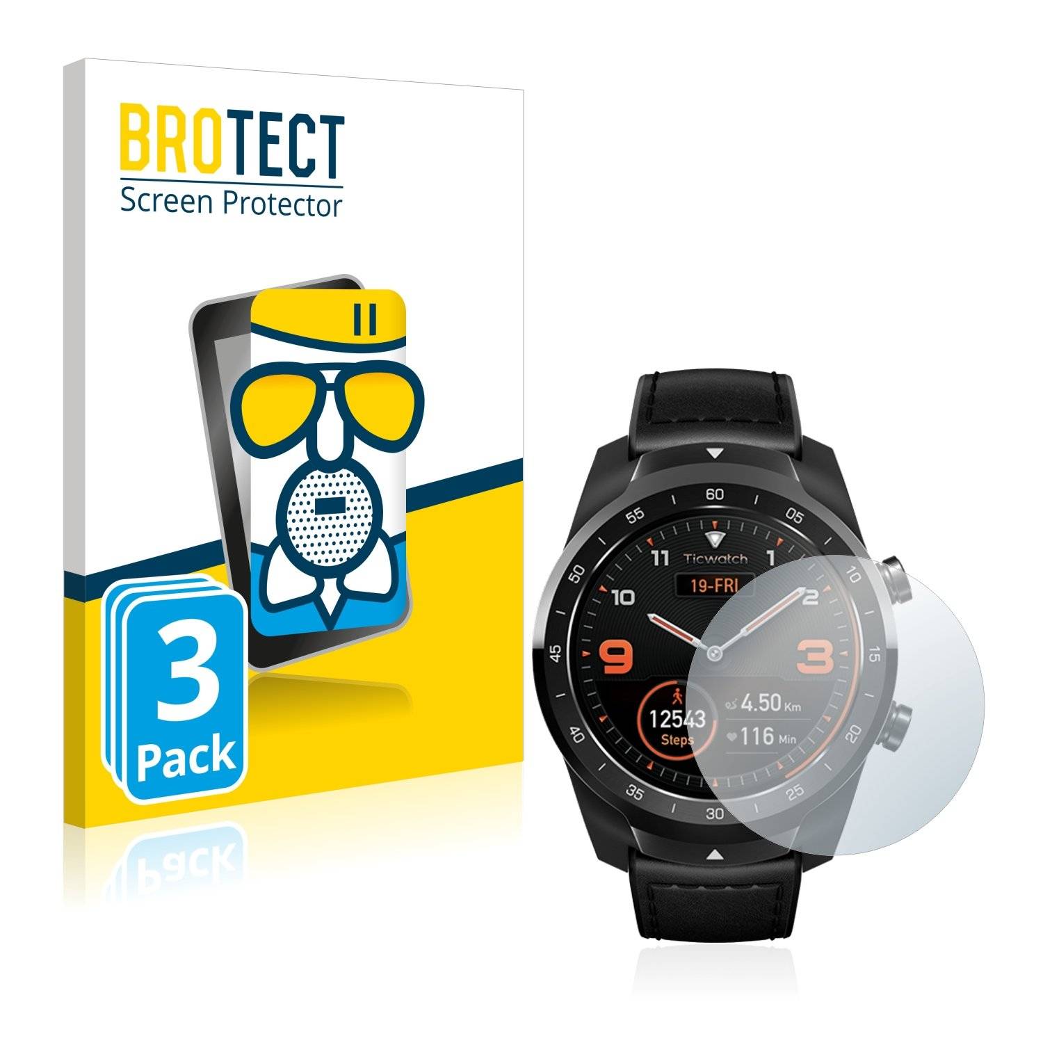 3 BROTECT AirGlass Matt Panzerglasfoli fü Mobvo Ticwatc Pro