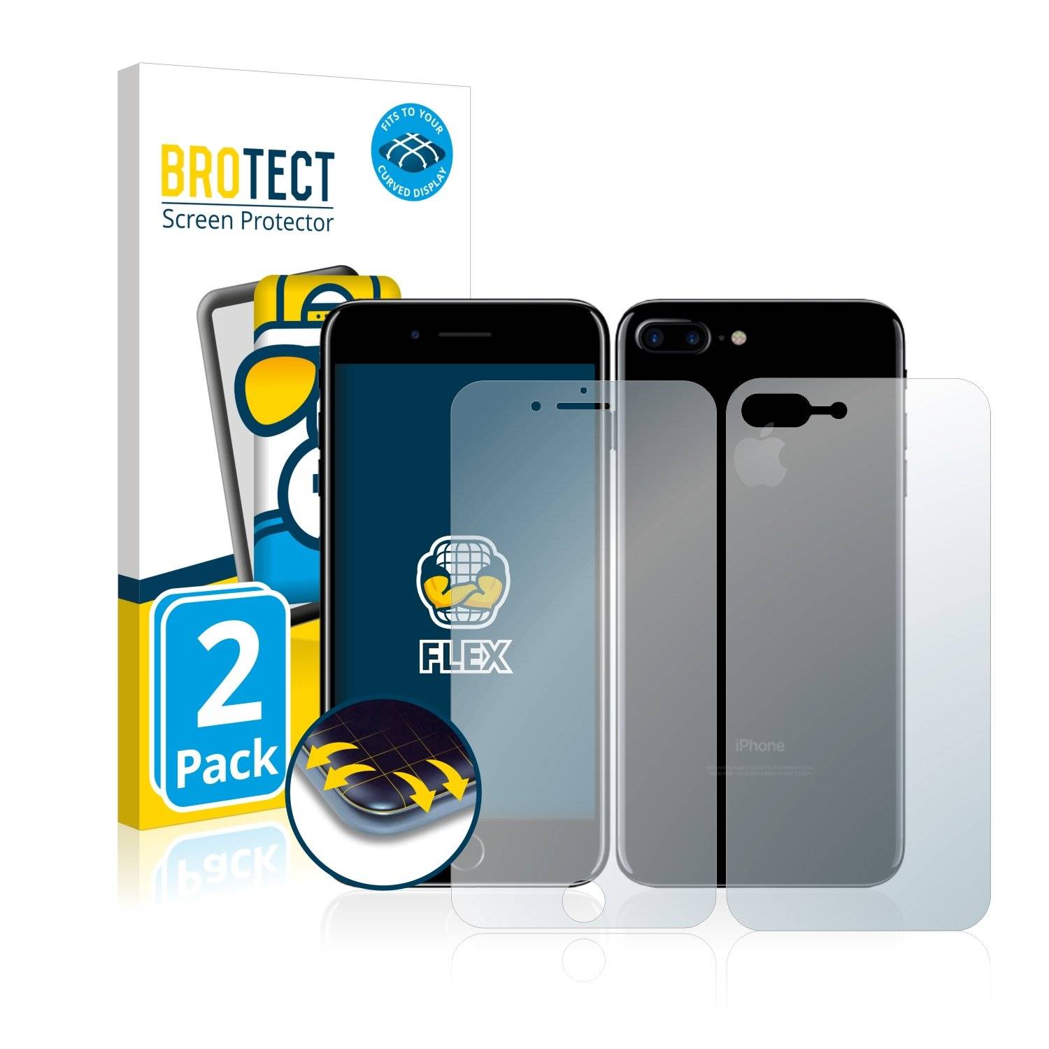 2 BROTECT Fle Full-Cove Displayschutzfoli fü Appl iPhon  Plu (Vorde  Rückseite)