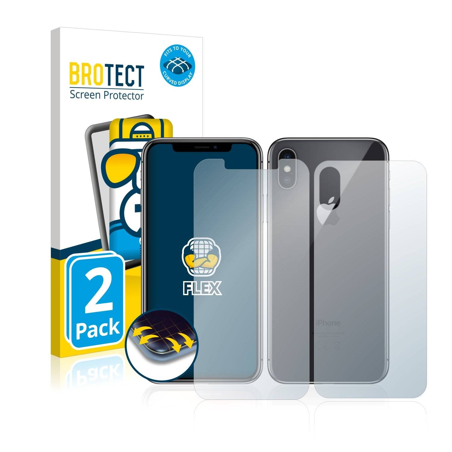 2 BROTECT Fle Full-Cove Displayschutzfoli fü Appl iPhon  (Vorde  Rückseite)